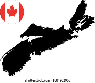 vector illustration of Nova Scotia map with Canadian flag