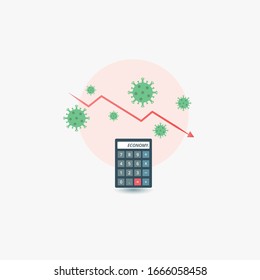 ilustración vectorial del coronavirus novedoso. 2019-COVID impacto en la economía global. Concepto de impacto del virus de la corona en el comercio y el mercado mundiales.