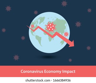 Vector Illustration Of Novel Coronavirus. 2019-COVID Impact On Global Economy. Concept Of Corona Virus Impact On World Trade And Market.