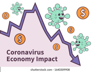 vector illustration novel coronavirus 2019-nCoV impact global economy. corona virus make down economy. country economic impact novel coronavirus. chart economy down. china economy down.