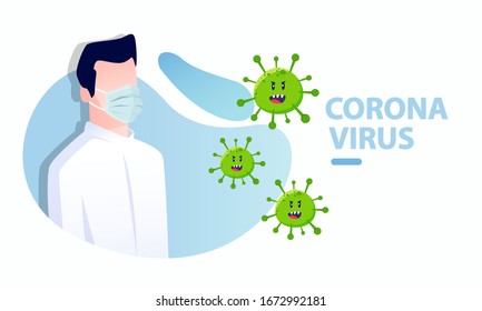 vector illustration novel coronavirus 2019-nCoV. wuhan virus china. people wearing face mask. corona virus quarantine. coronavirus outbreak concept. coronavirus attack concept. people defend virus.