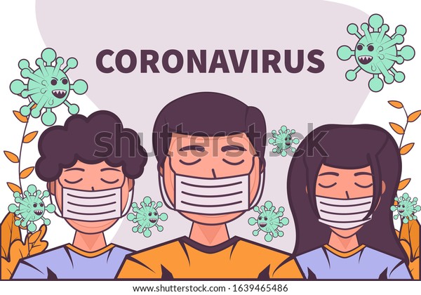vector illustration novel coronavirus 2019-nCoV.  wuhan virus china. people wearing face mask. corona virus quarantine. coronavirus outbreak concept. coronavirus attack concept.
people defend virus.