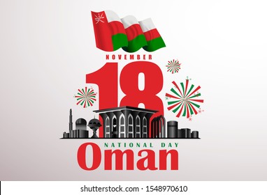 vector illustration November 18th Sultanate of Oman . National Day, celebration republic, graphic for design elements. vector view of the city the capital of Oman, Muscat 