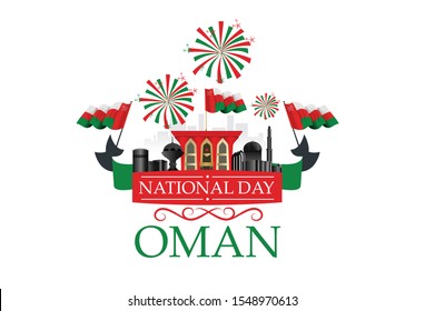 vector illustration November 18th Sultanate of Oman . National Day, celebration republic, graphic for design elements. vector view of the city the capital of Oman, Muscat 
