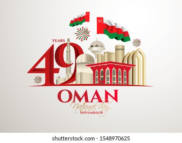 vector illustration November 18th Sultanate of Oman . National Day, celebration republic, graphic for design elements. vector view of the city the capital of Oman, Muscat 