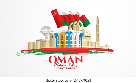 vector illustration November 18th Sultanate of Oman . National Day, celebration republic, graphic for design elements. vector view of the city the capital of Oman, Muscat 