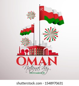 vector illustration November 18th Sultanate of Oman . National Day, celebration republic, graphic for design elements. vector view of the city the capital of Oman, Muscat 