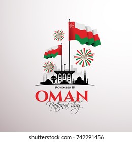 vector illustration November 18th Sultanate of Oman . National Day, celebration republic, graphic for design elements. vector view of the city the capital of Oman, Mascat
