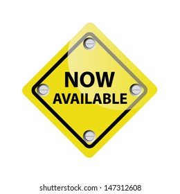 Vector illustration.  Now Available yellow sign.