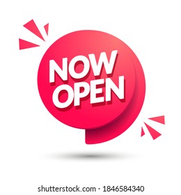 Vector Illustration Now Open Speech Bubble