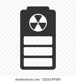 Vector illustration of nuclear battery icon in dark color and transparent background(PNG).