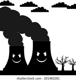 Vector , illustration. Nuclear bomb falls over a house. 