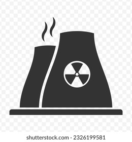 Vector illustration of nuclear factory icon in dark color and transparent background(PNG).