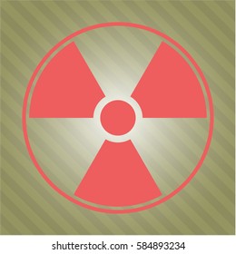 vector illustration Of Nuclear, radioactive icon or symbol in peach