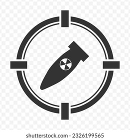 Ilustración vectorial del icono objetivo del cohete nuclear en color oscuro y fondo transparente (PNG).
