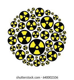 vector illustration of nuclear signs in circle shape design