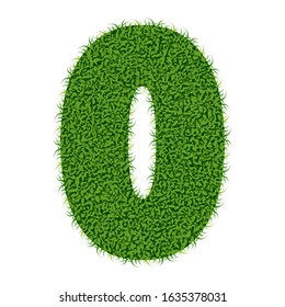 Vector illustration of the number number 0 (zero) in turf material