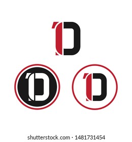 vector illustration number 1 and letter d with circle icon logo design