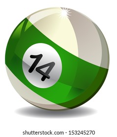 Vector illustration of number 14 billiard ball.