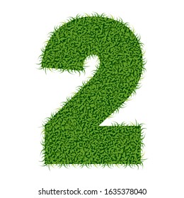 Vector illustration of the number number 2 (two) in turf material
