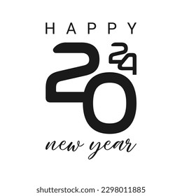 Vector illustration of the number 2024 for the new year. Logo text design for New Year 2024 and Christmas. Black sticker for notebooks, calendars, websites and diaries.