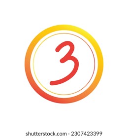Ilustración vectorial del círculo número 3. Fondo blanco aislado