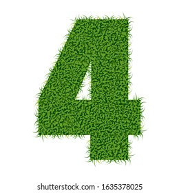 Vector illustration of the number number 4 (four) in turf material