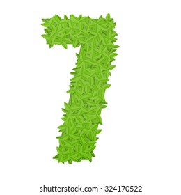 Vector illustration of number 7 consisting of green leaves