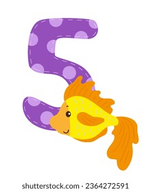 Vector illustration of a number with an animal. Template for a logo.