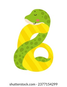 Ilustración vectorial de un número con un animal. Plantilla para un logotipo.