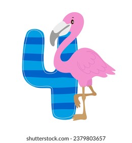 Vector illustration of a number with an animal. Template for a logo.