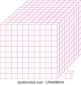 Vector Illustration Of Number Blocks, Math Cubes, One Hundred And Thousand Blocks, Mathematics