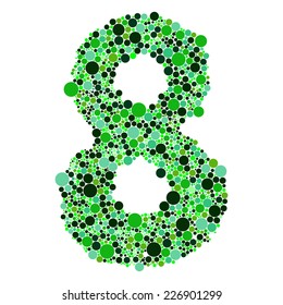 Vector illustration of number eight over the white background