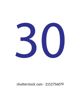 Ilustración vectorial del número aislado en fondo blanco con bello color azul