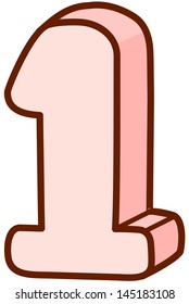 Vector illustration of number one