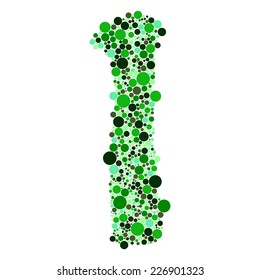 Vector illustration of number one over the white background