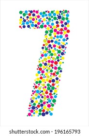 Vector illustration of  number seven over the white background