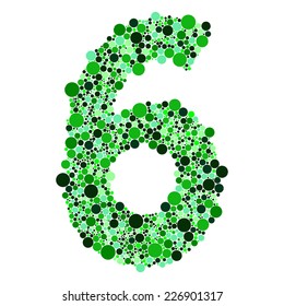 Vector illustration of number six over the white background