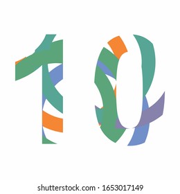 Vector illustration of number ten  logo. Colorful semicircle lines. number one template logo, company identity, isolated vector illustration on a white background.
