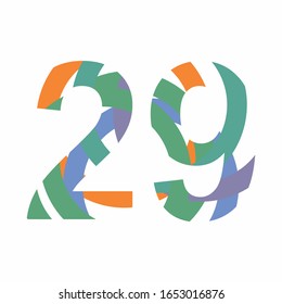 Ilustración vectorial del número veintinueve  
  logotipo. Coloridas líneas de semicírculo. logotipo de plantilla número uno, identidad de empresa, ilustración vectorial aislada en un fondo blanco.
