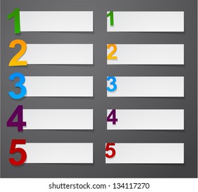 Vector illustration of numbered paper banners. Infographics design. Eps10