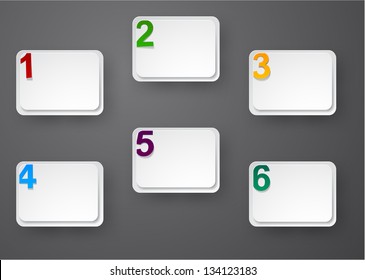 Vector illustration of numbered paper stickers. Infographics template design. Eps10