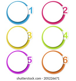 Vector illustration of numbered paper stickers. Infographics template design