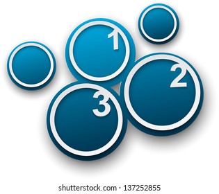Vector illustration of numbered white round paper stickers. Infographics template design. Eps10