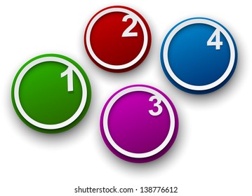 Vector illustration of numbered white round paper stickers. Infographics template design. Eps10