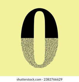 Vektorgrafik Numbering Set 0-9 mit dem Konzept der Baumwurzeln, Kapillaren oder Pflanzenwurzeln. Fünf Zahlen mit Wurzeln. Ein Stück und flaches Vektordesign.