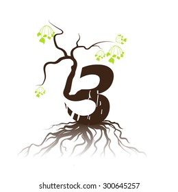 Vector illustration Numbering set 0-9 with tree growing concept