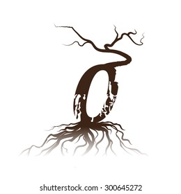 Vector illustration Numbering set 0-9 with tree growing concept