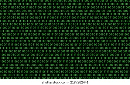 Vector illustration of numbers 0 and 1 in green on black background, concept digital background.