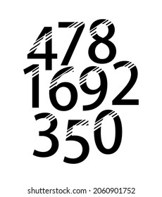 Vector illustration of numbers 0 - 9 on white background.